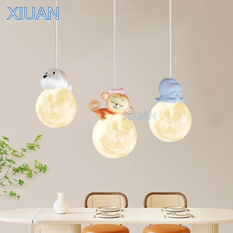 Children's animal resin pendant light