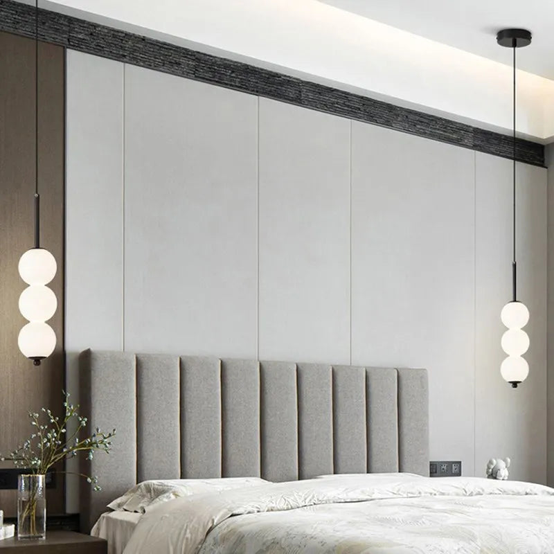 Nordic glass pendant light LED copper gourd 3-8 heads bedside hanging lamp for study, bedroom and living room - vue 5 sur 14