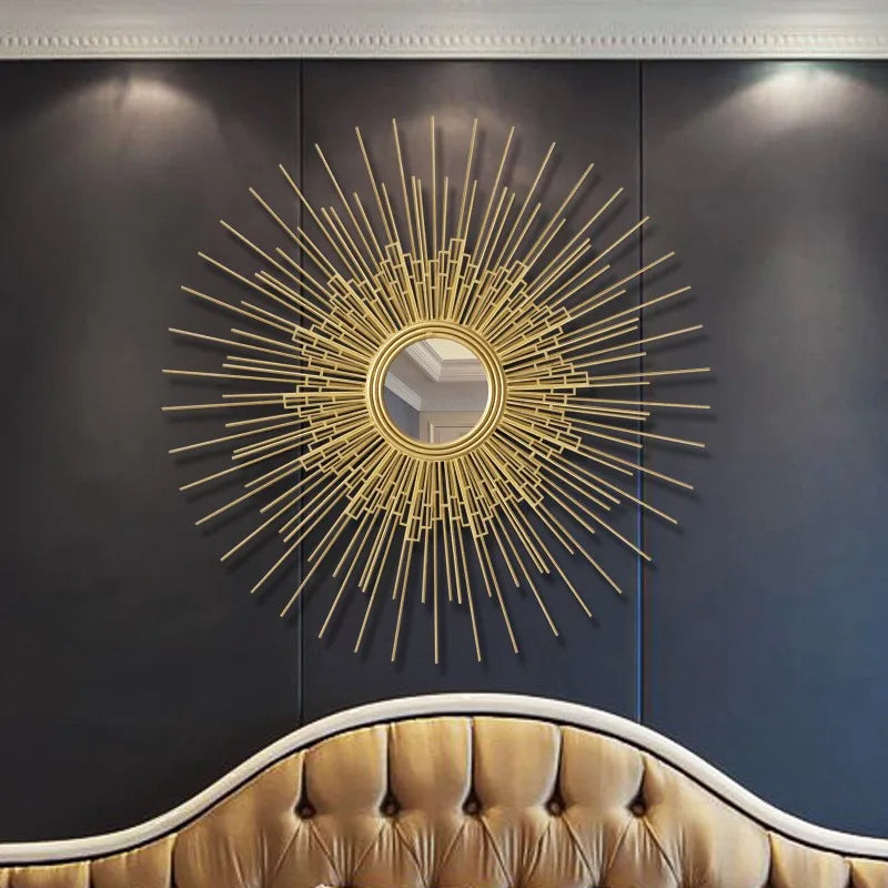 wrought iron wall decoration with decorative flower mirror