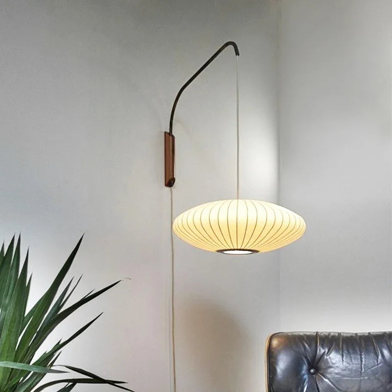 Modern Nelson Ball silk fabric wall light for hotel - vue 4 sur 10