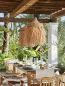 Handwoven rattan pendant light in natural wabi sabi style
