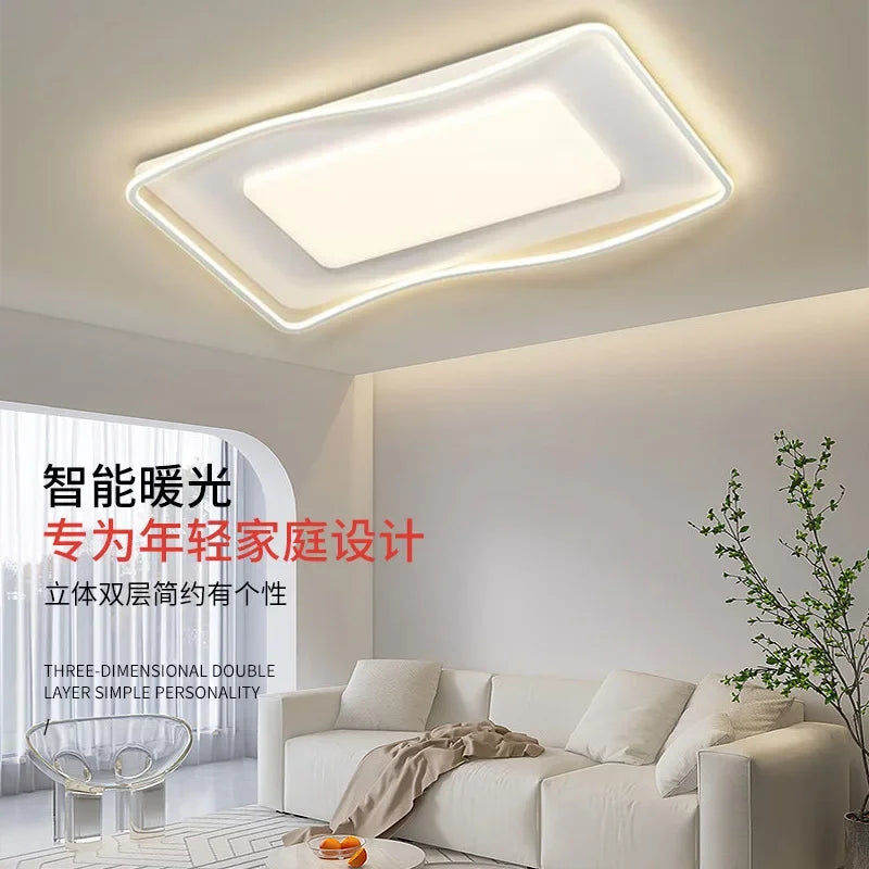 110v/220v full spectrum cream wind eye protection atmospheric LED ceiling light for living room and bedroom - vue 3 sur 10