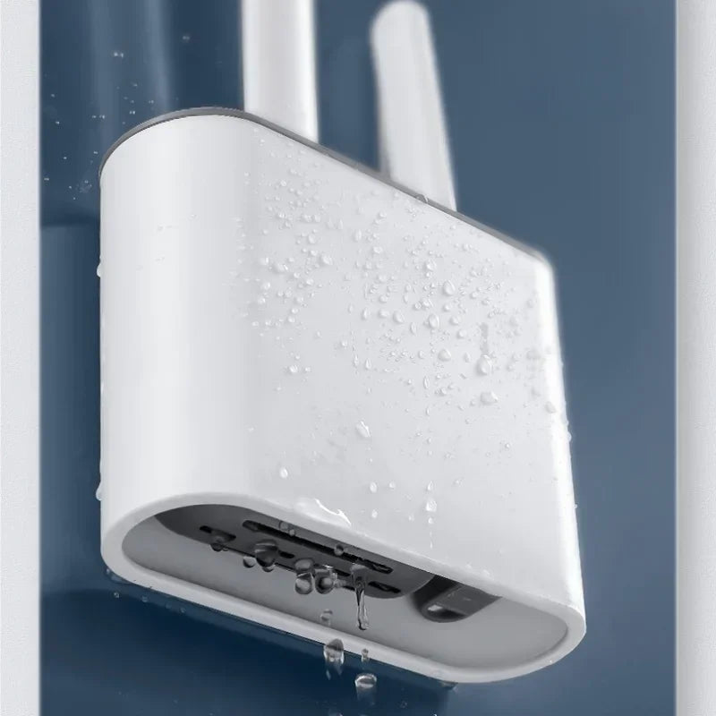 Silicone toilet brush set with wall-mounted holder cleaning accessories - vue 6 sur 8