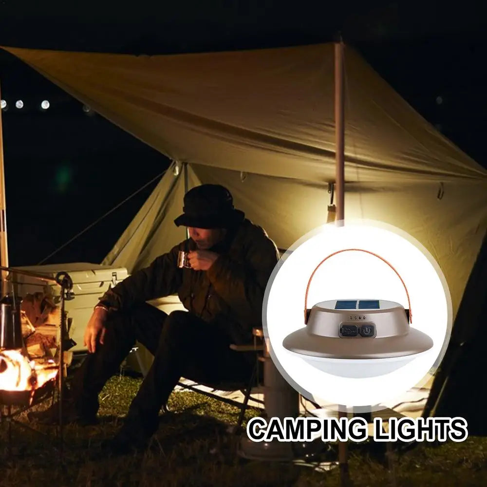Rechargeable solar LED camping lamp 3 modes waterproof portable - vue 5 sur 8