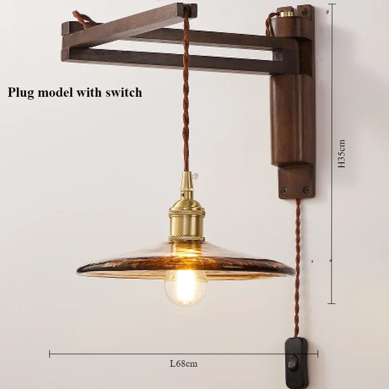 Modern walnut wood lamp with decorative LED light - vue 20 sur 21