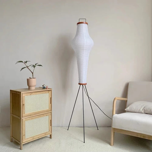 Japanese design rice paper floor lamp for modern interior - vue 3 sur 7