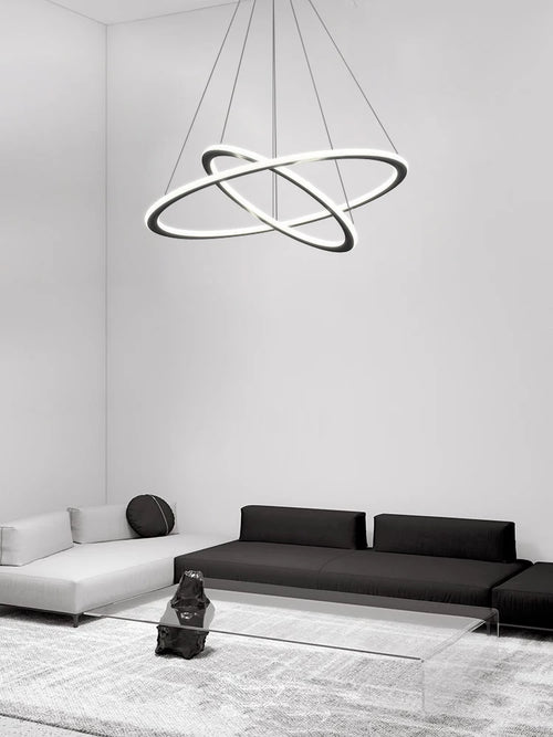Minimalist dimmable circular ring chandelier