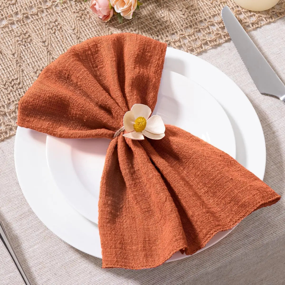 Set of 10 cotton gauze cloth napkins 32x32 cm