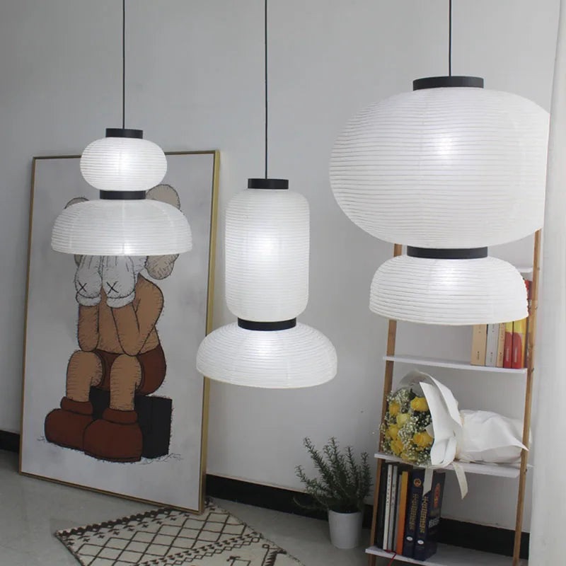 White rice paper pendant light with Danish design