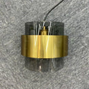 Modern glass pendant light for restaurant, café, bar, gold wrought iron and glass shade