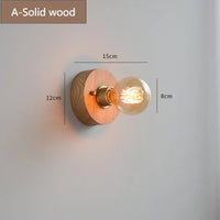 Retro solid wood wall lamp with switch cable