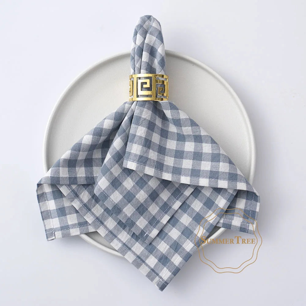 Gingham cotton table napkin small check kitchen linen - vue 7 sur 7
