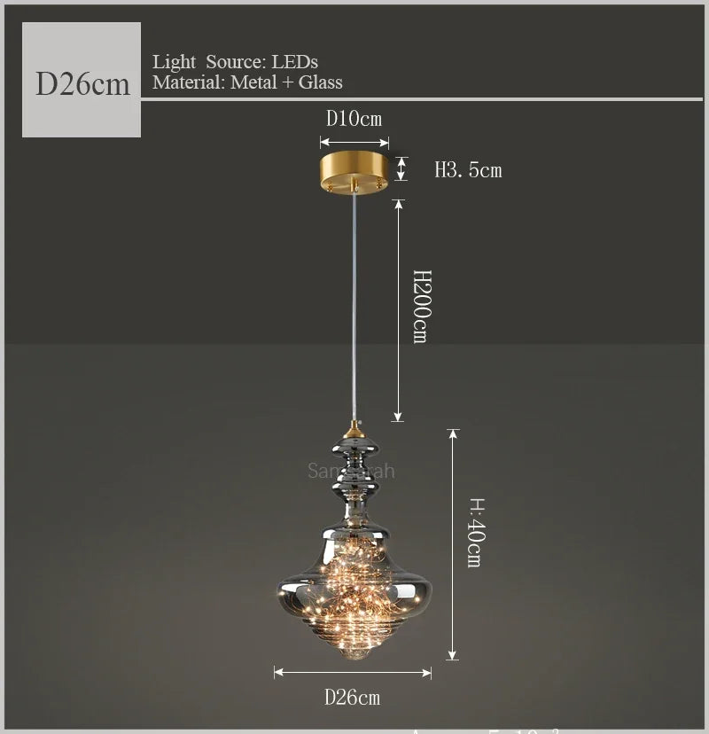 Luxury glass and brass chandelier decorative starlight lighting - vue 10 sur 10
