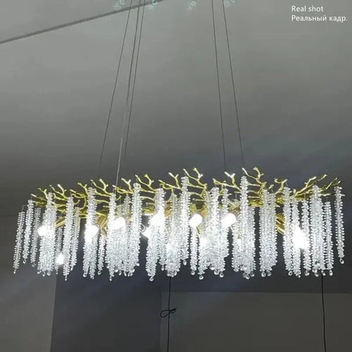 Crystal pendant chandelier with LED lighting - vue 4 sur 16