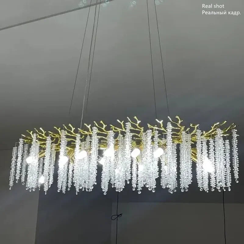 Crystal pendant chandelier with LED lighting - vue 3 sur 16