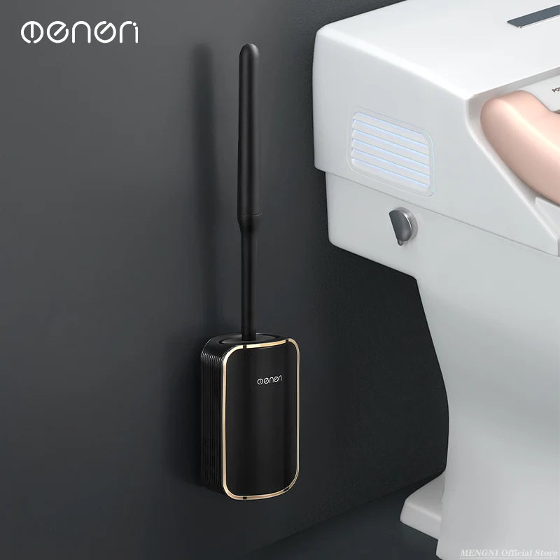 Luxury wall-mounted toilet brush quick cleaning bathroom accessories - vue 11 sur 12