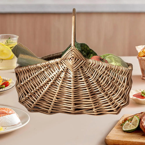 wicker basket for picnics, fruits, vegetables, camping and parties - vue 6 sur 7