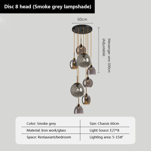 Modern glass pendant light for decorative indoor lighting - vue 10 sur 22
