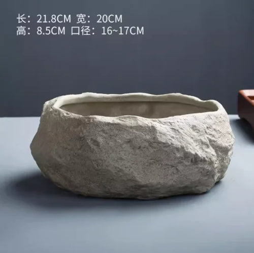 Ceramic Rock Mud Imitation Stone Tea Washing Pen Wash Tea Cups, Household Tea Set Accessories, Extra Large Basin - vue 8 sur 11