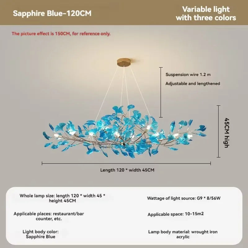 Artpad Nordic romantic chandelier with acrylic leaves for the home - vue 19 sur 21
