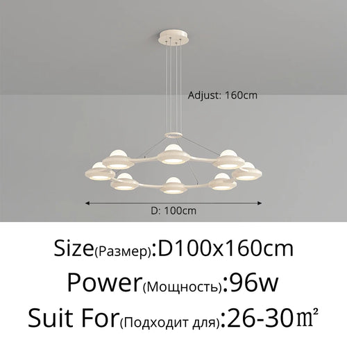 Modern minimalist three-head Italian cream style chandelier - vue 11 sur 12
