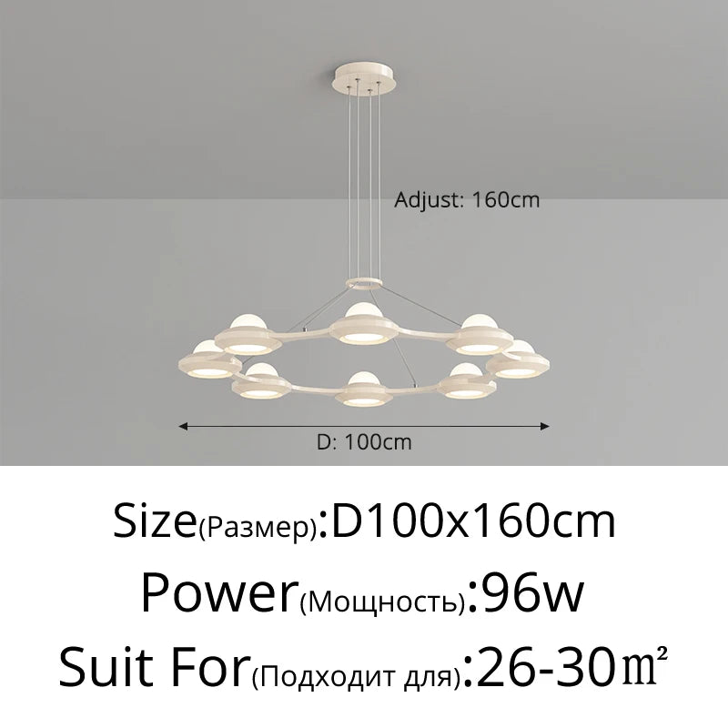 Modern minimalist three-head Italian cream style chandelier - vue 11 sur 12