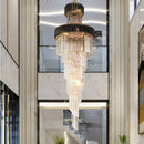 Luxury spiral LED crystal chandelier for high ceilings