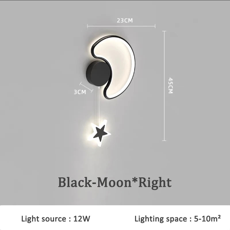 creative stars moon and clouds wall light for children - vue 11 sur 16