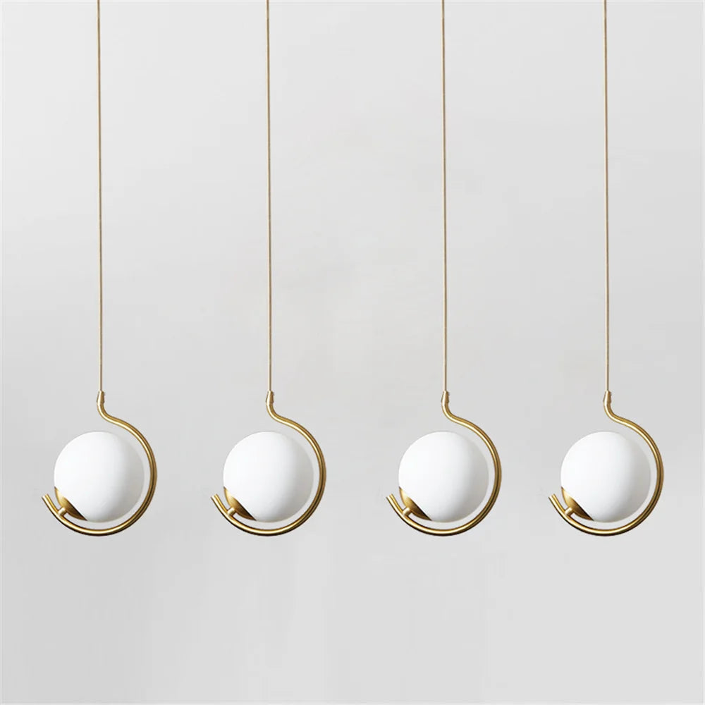 Nordic metal and glass pendant light with decorative LED ball - vue 3 sur 10