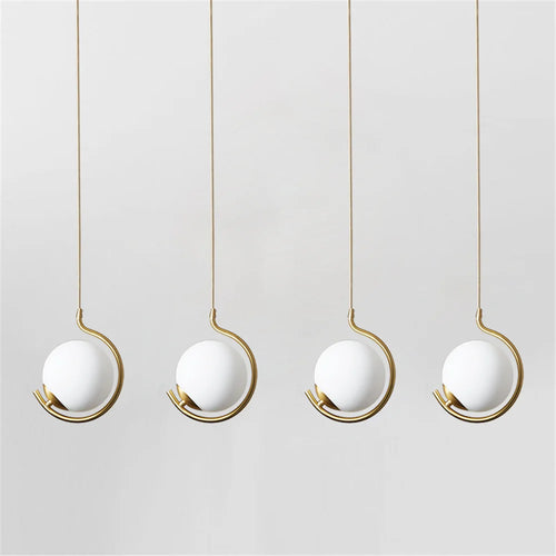 Nordic metal and glass pendant light with decorative LED ball - vue 3 sur 10