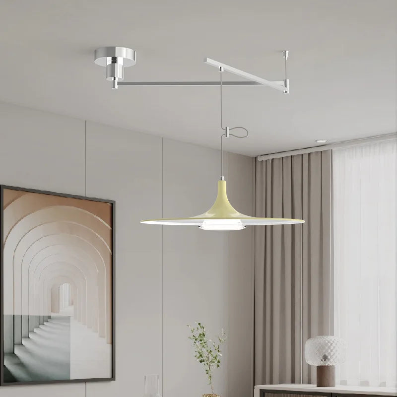 Minimalist chandelier with swing arm for indoor use
