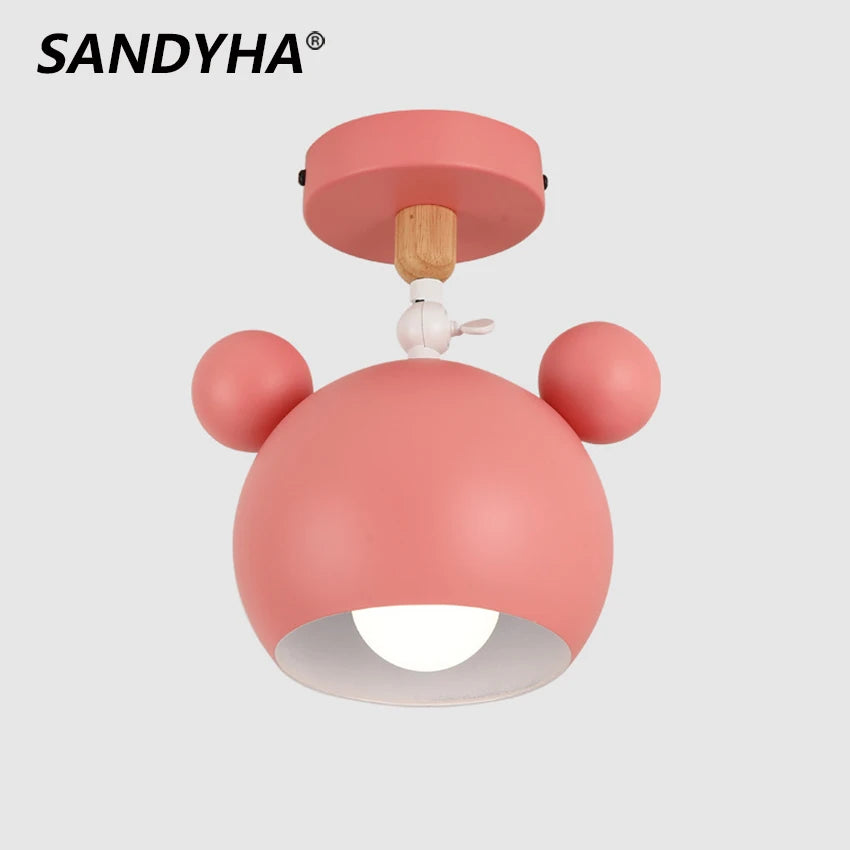 Nordic cartoon panda ceiling light for children's rooms