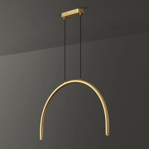 Modern gold brass pendant light 2/4/6 LED adjustable height - vue 5 sur 7