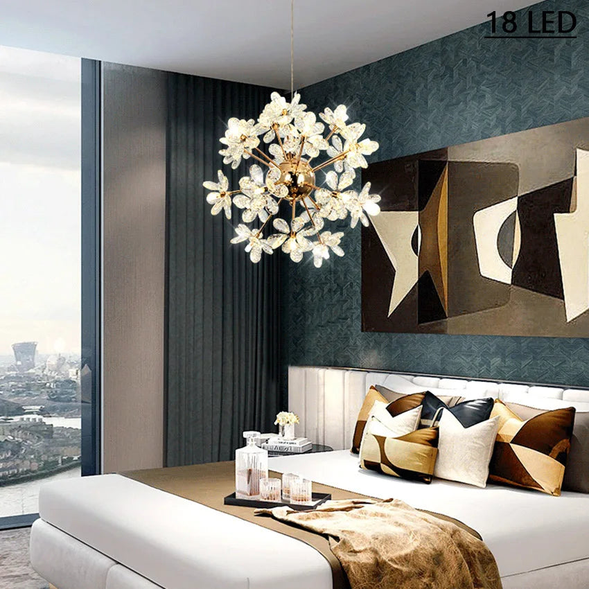Modern LED crystal dandelion round ball chandelier sandyha - vue 4 sur 9