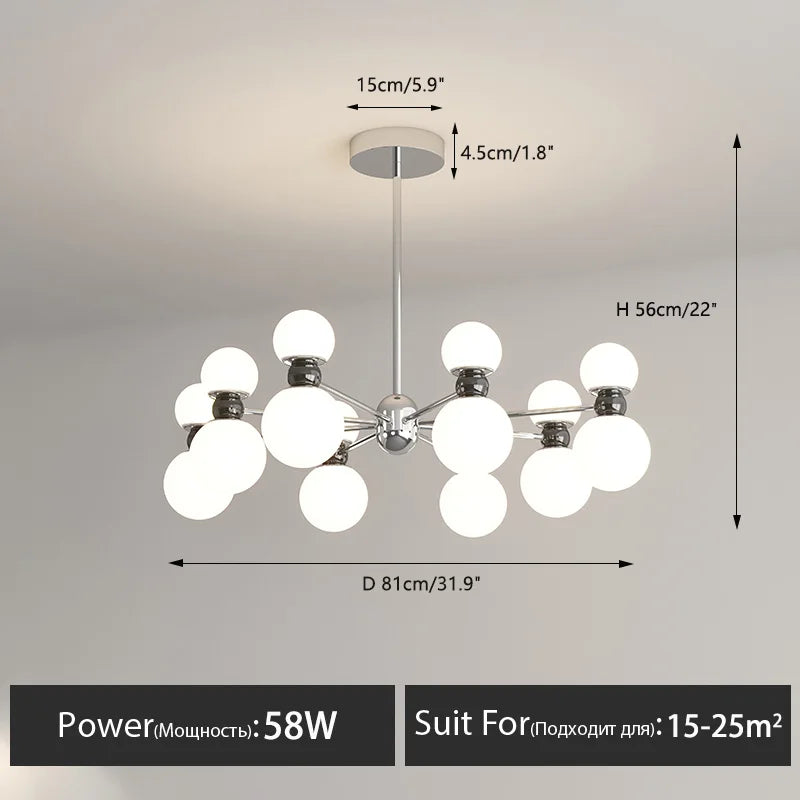 Dimmable pendant chandelier for modern interior decor - vue 9 sur 15