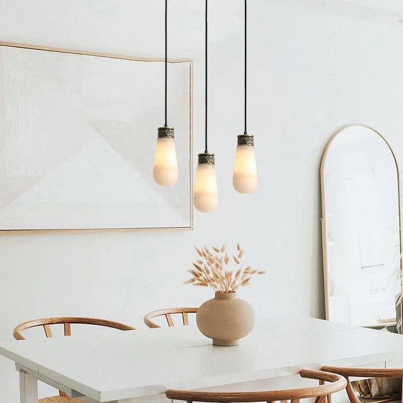 Creative marble and jade pendant light for interiors - vue 4 sur 9
