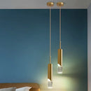 Cylindrical copper gold design LED pendant light