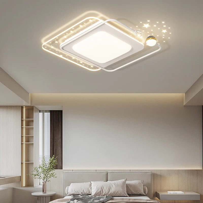 Recessed LED ceiling light with smart remote and starry effect - nordic style