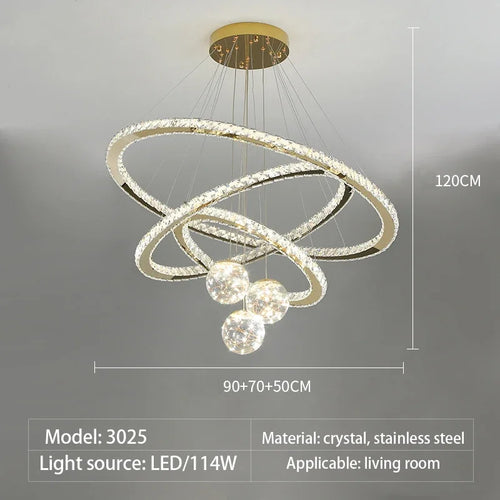 Modern crystal LED chandelier with gold star finish - vue 9 sur 13