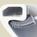 Silicone toilet brush with flexible handle and quick-drying holder