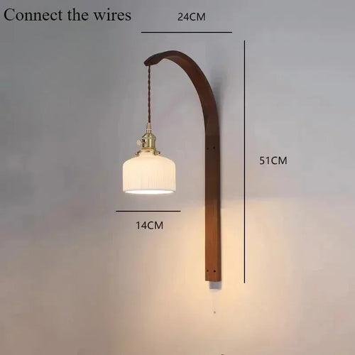 Modern walnut wood lamp with decorative LED light - vue 17 sur 21