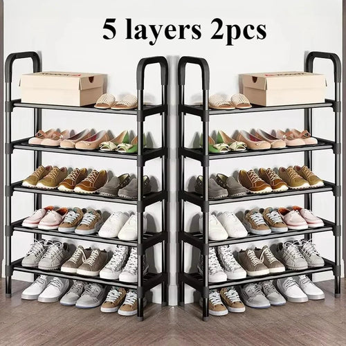 trendy space-saving 5-tier metal shoe rack - vue 10 sur 16
