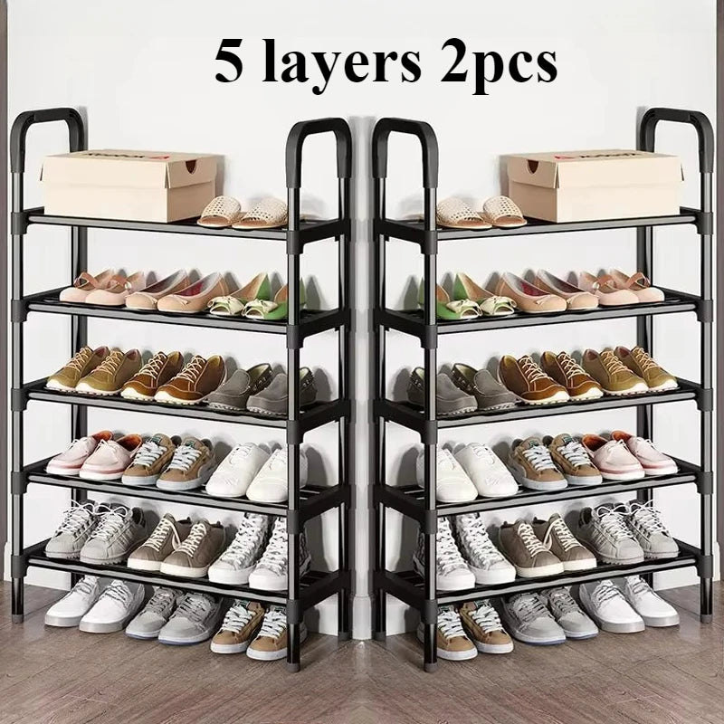 trendy space-saving 5-tier metal shoe rack - vue 9 sur 16