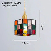 Retro pendant light in hand-painted glass, Mediterranean Asian style