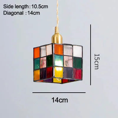 Retro pendant light in hand-painted glass, Mediterranean Asian style