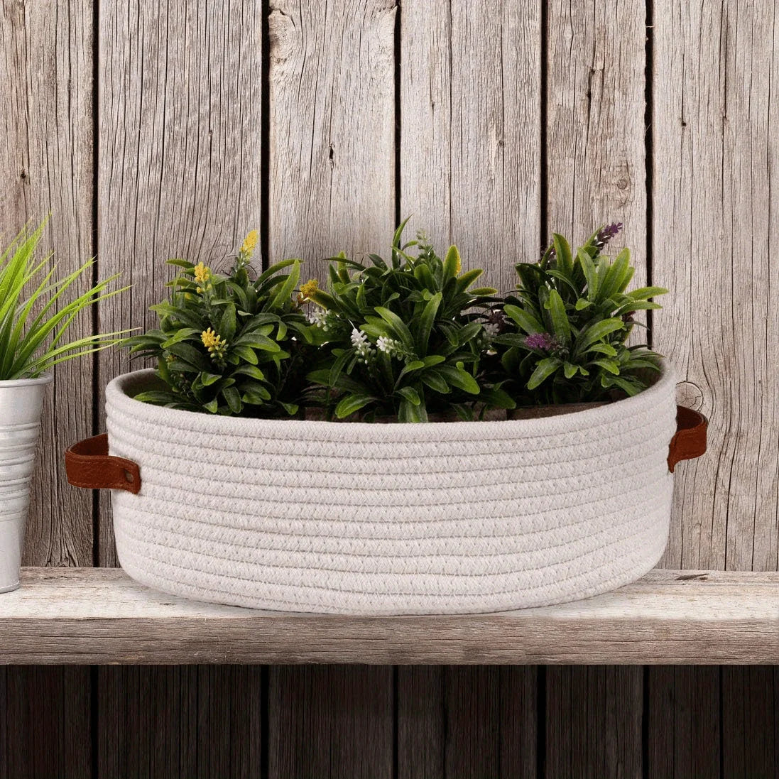 Oval Woven Bathroom Storage Basket, Multifunctional Desktop Organizer, Toilet Paper Holder, Toy Storage Basket - vue 4 sur 7