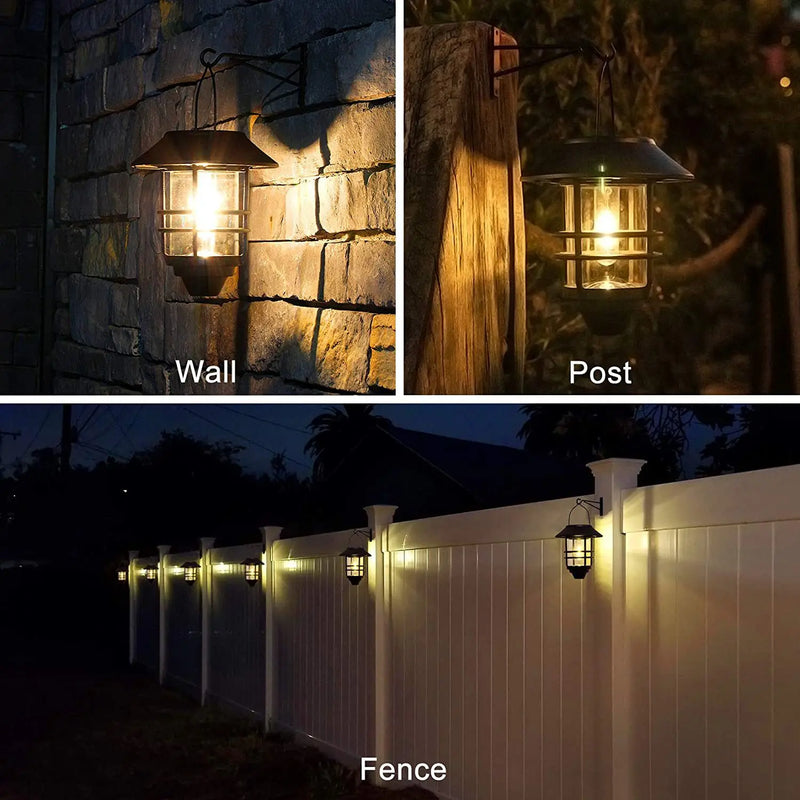 Retro vintage waterproof metal solar wall light for garden and outdoor use