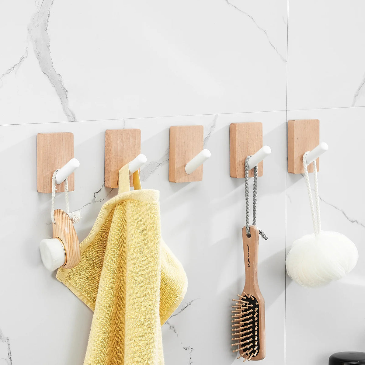 wooden hook without perforation for towel and keys