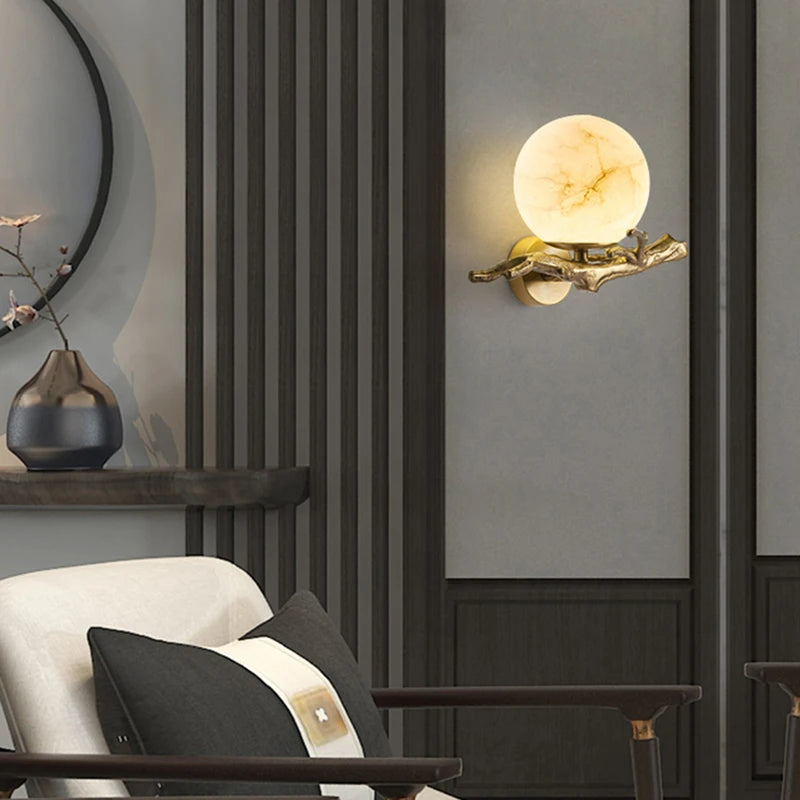 Luxury copper, marble and brass wall light