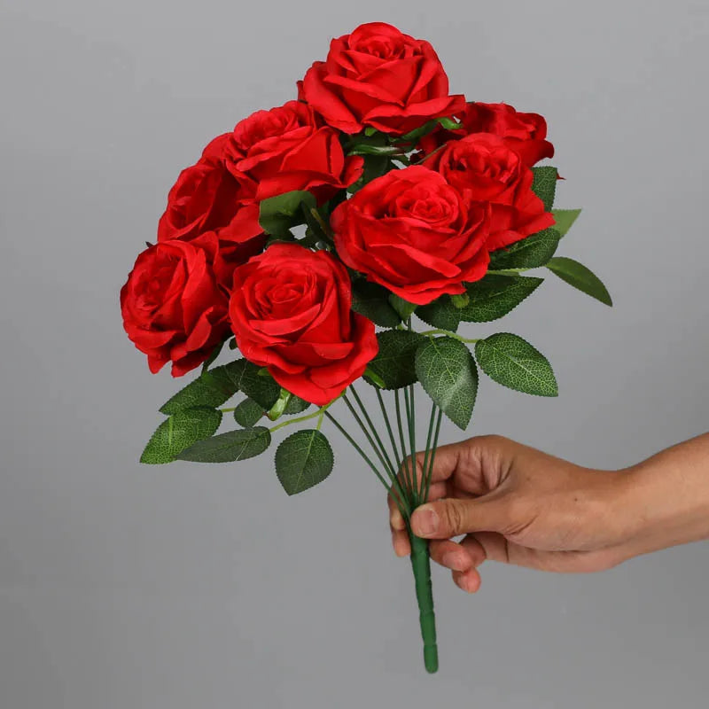 Artificial silk rose bouquet for interior decoration